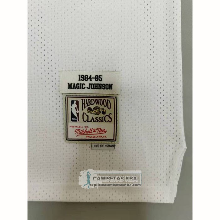 Camiseta Los Angeles Lakers Magic Johnson NO 32 Mitchell & Ness1984-85 Blanco